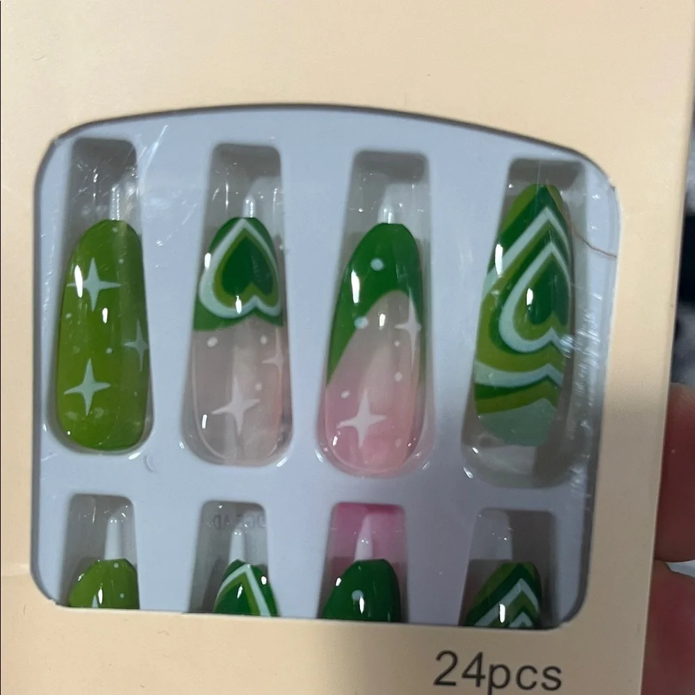 Press on nails medium long vibrant‎ colorful Colorful False Nail Set